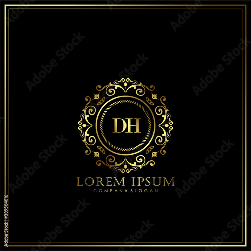 DH Initial Letter Luxury Logo template in vector art for Restaurant, Royalty, Boutique, Cafe, Hotel, Heraldic, Jewelry, Fashion and other vector illustration