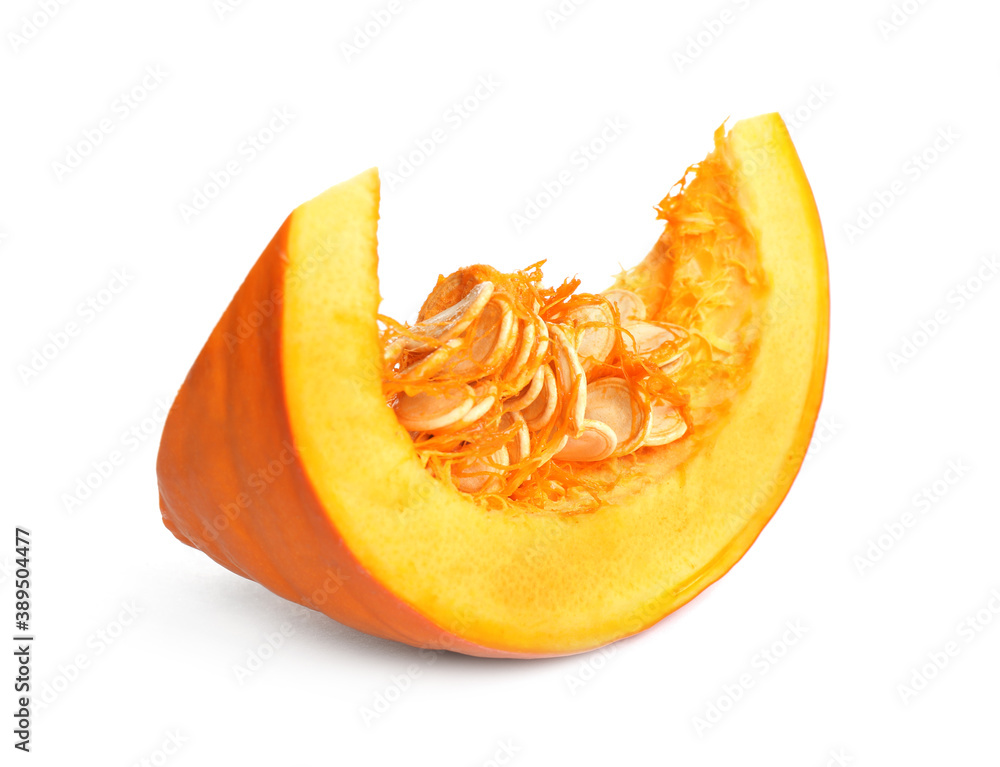 Piece of ripe orange pumpkin isolated on white Piece of ripe orange pumpkin isolated on white
