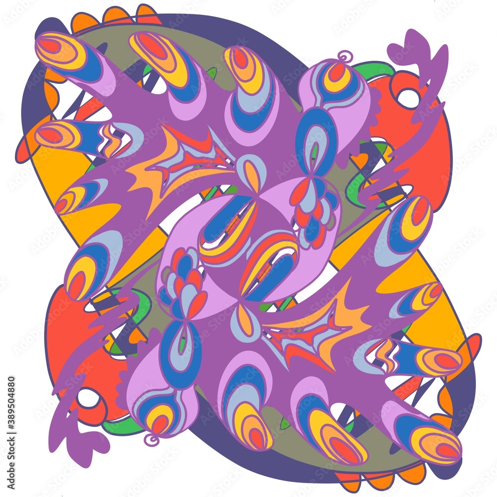 Obraz premium Graphic abstract Medalion flat color creative and unique Logo element design with symmetry and linework color block