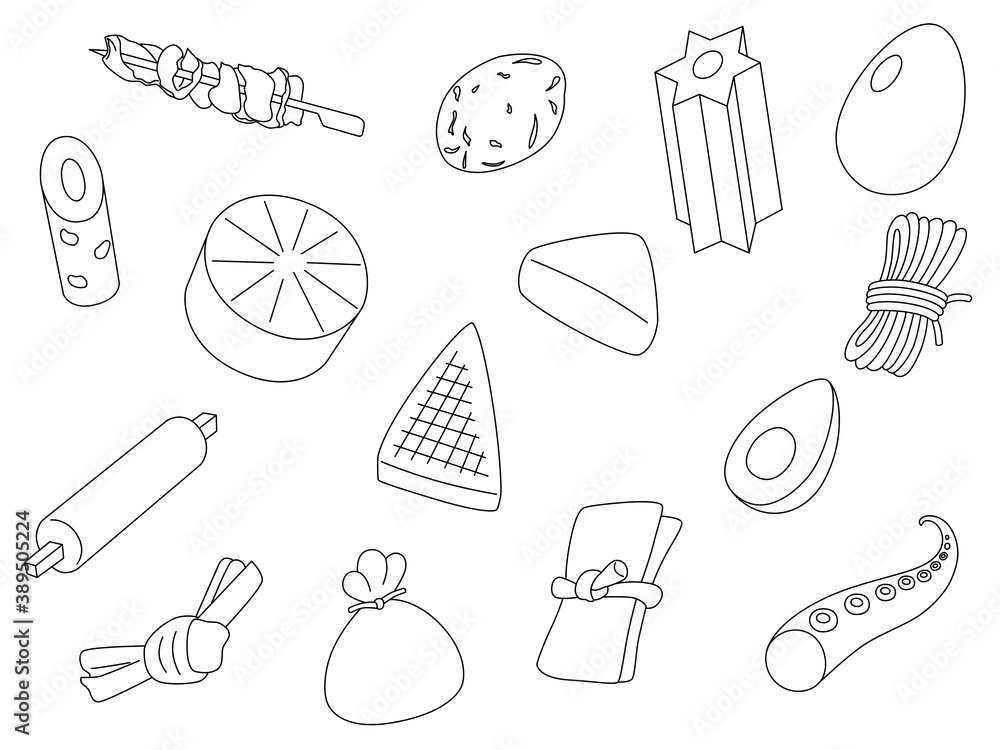おでん アイコン素材 イラスト 牛すじ ちくわ 昆布 しらたき タコ 餅巾着 卵 こんにゃく 大根等 Stock Vector Adobe Stock