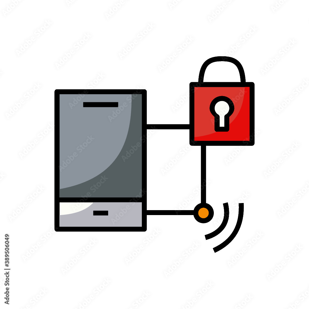 smart phone security filled colour icon vector