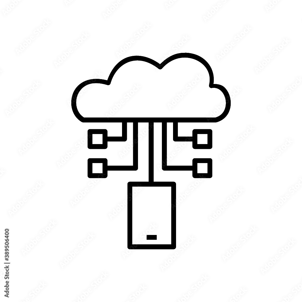 smartphone cloud outline icon vector smartphone cloud outline icon vector