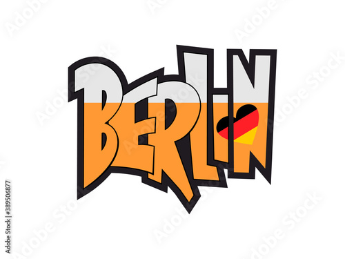 Berlin cartoon style dynamic hand drawn lettering. Decorative vector text .