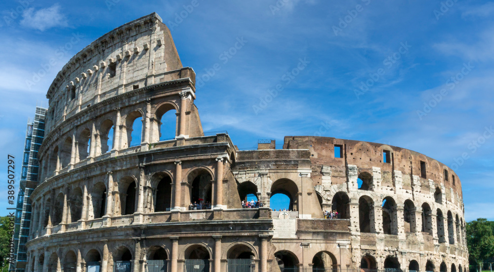 Colosseum, the flavian amphitheatre in Italy Rome. Architecture and travelling concept.