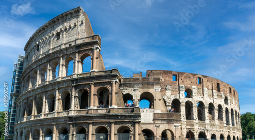 Colosseum  the flavian amphitheatre in Italy Rome. Architecture and travelling concept.