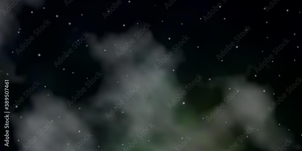 Fototapeta premium Dark Green vector background with small and big stars.