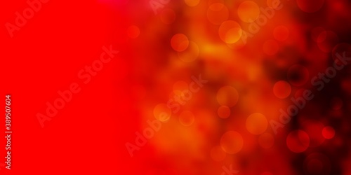 Light Red, Yellow vector pattern with circles.