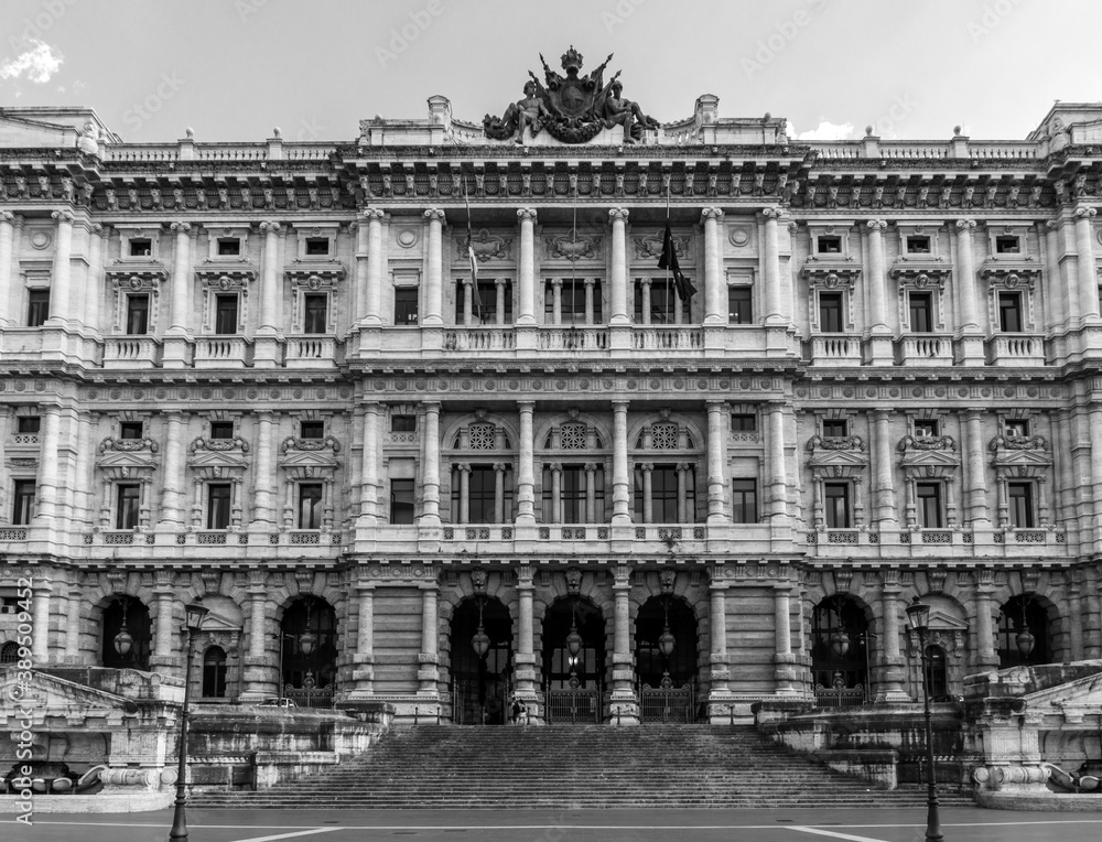 Architecture shot of the supreme court building in rome, italy. Palace of Justice. High court.