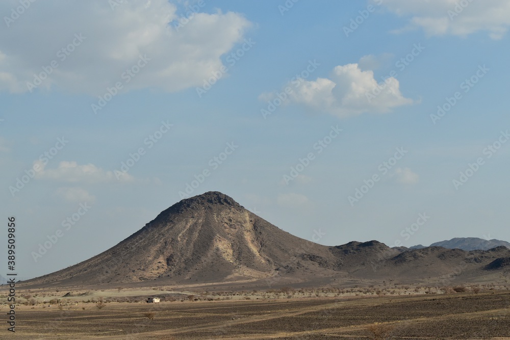 Landscape with a volcano, Saudi Arabia, KSA, on the way between Medina and Jeddah