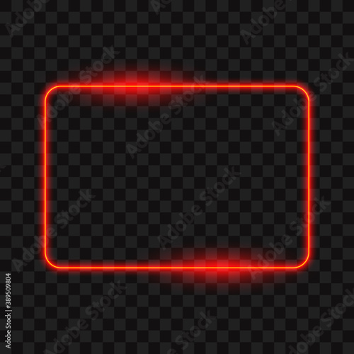 Red neon frame, isolated on transparent background, vector illustration.