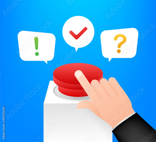 Quiz Button with speech bubble symbols, concept of questionnaire show sing, quiz button. Vector illustration.