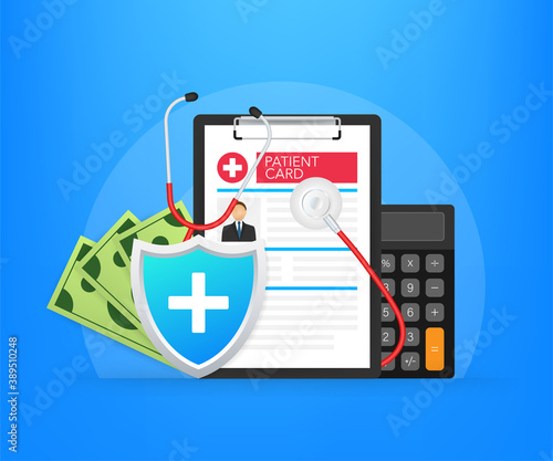 Clipboard in doctors hand. Make notes in patient card. medical report. analysis or prescription concept. Vector illustration