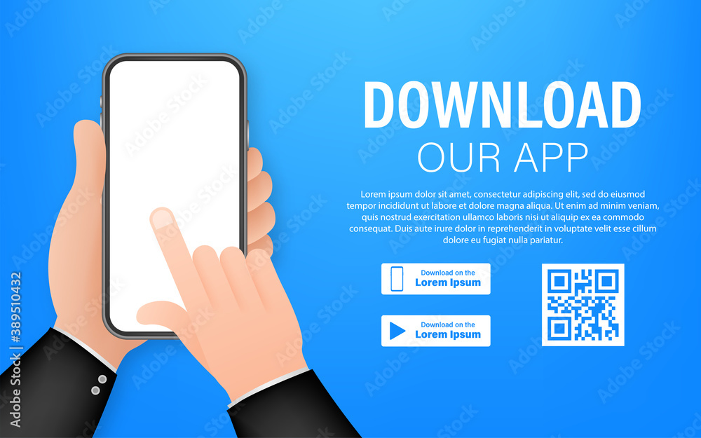 Download page of the mobile app. Empty screen smartphone for you app. Download app. Vector stock illustration Download page of the mobile app. Empty screen smartphone for you app. Download app. Vector stock illustration