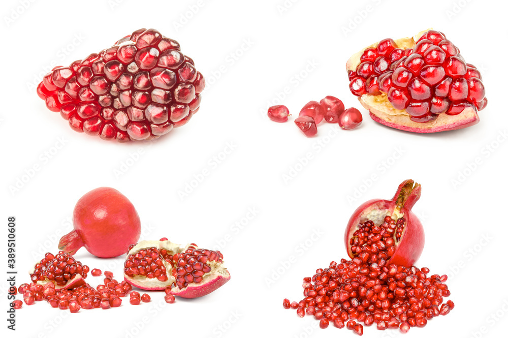 Collection of pomegranates isolated on a white background cutout Collection of pomegranates isolated on a white background cutout