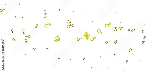 Light Green, Yellow vector texture with women's rights symbols.