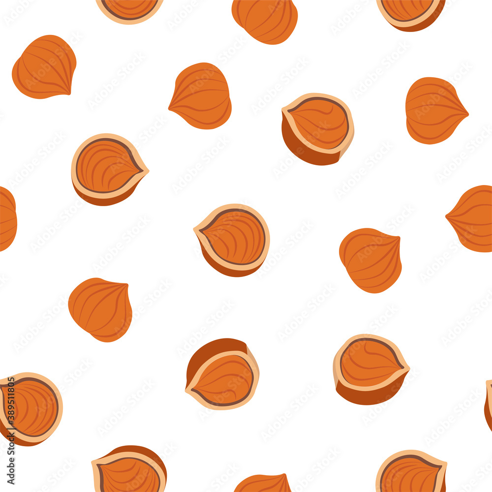 Hazelnut. Vector seamless pattern