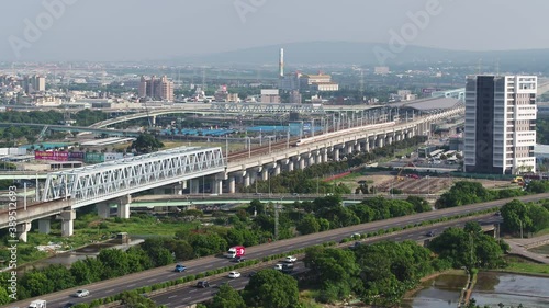August 1, 2018, Aerial view of Taiwan High Speed Rail. Taichung City, Taiwan.