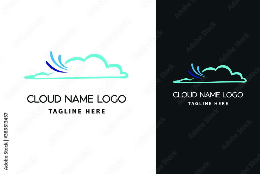 Fototapeta premium Modern abstract cloud icon logo design. Technology storage concept template