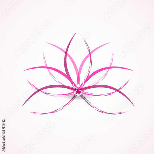 Logo pink lotus flower yoga man icon vector