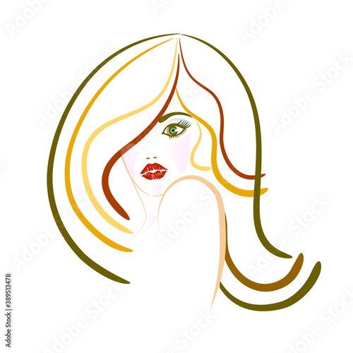 Beautiful woman girl icon logo vector