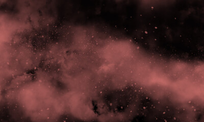 Coral Pink color smoke on black background