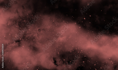 Coral Pink color smoke on black background