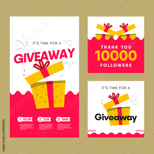 Set giveaway social media contest vector template.