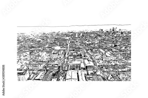 Building view with landmark of Cebu is a province of the Philippines, in the country’s Central Visayas region. Hand drawn sketch illustration in vector. photo