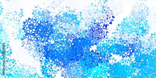 Light blue vector beautiful snowflakes backdrop with flowers.