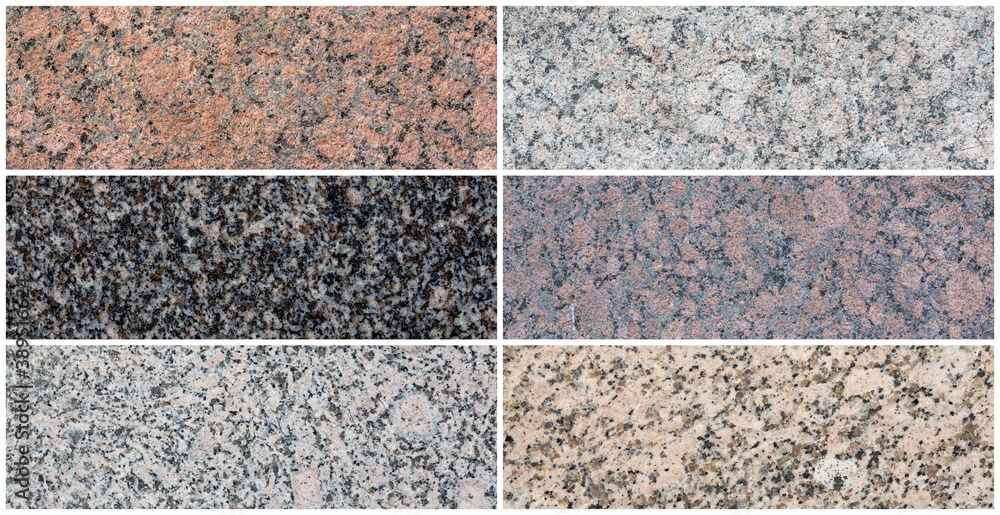 Granite texture set. Collection of panoramic stone backgrounds. Natural granite with a grainy pattern. Wide panoramas with flat solid rough surface of rock. Granite texture set. Collection of panoramic stone backgrounds. Natural granite with a grainy pattern. Wide panoramas with flat solid rough surface of rock.