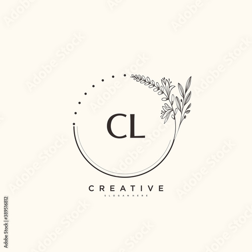 CL Beauty vector initial logo art, handwriting logo of initial signature, wedding, fashion, jewerly, boutique, floral and botanical with creative template for any company or business.