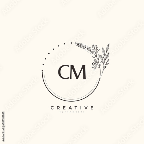CM Beauty vector initial logo art, handwriting logo of initial signature, wedding, fashion, jewerly, boutique, floral and botanical with creative template for any company or business.
