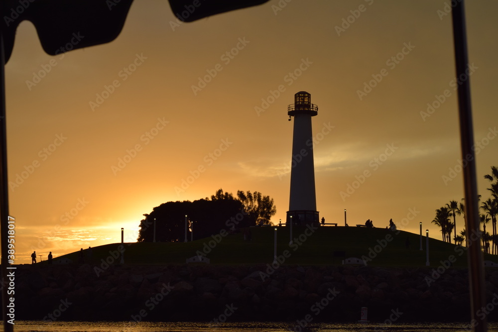lighthouse at sunset.