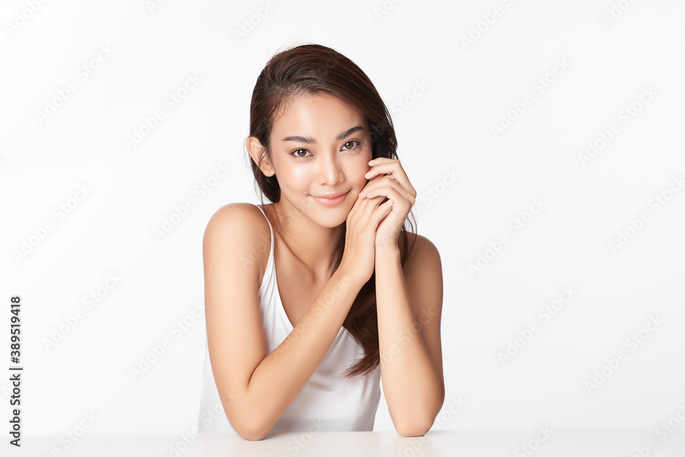 Beautiful young asian woman with clean fresh skin on white background, Face care, Facial treatment, Cosmetology, beauty and spa, Asian women portrait Beautiful young asian woman with clean fresh skin on white background, Face care, Facial treatment, Cosmetology, beauty and spa, Asian women portrait