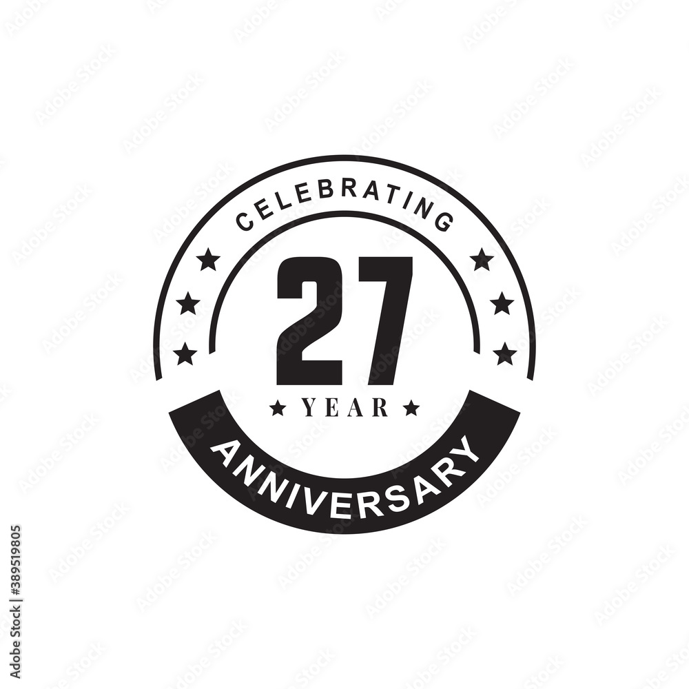 27th year anniversary logo design template