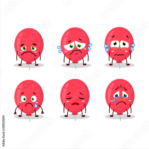 Red balloon cartoon character with sad expression