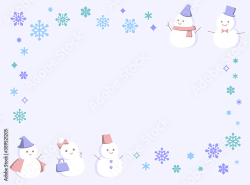 雪だるまと雪の結晶のフレーム