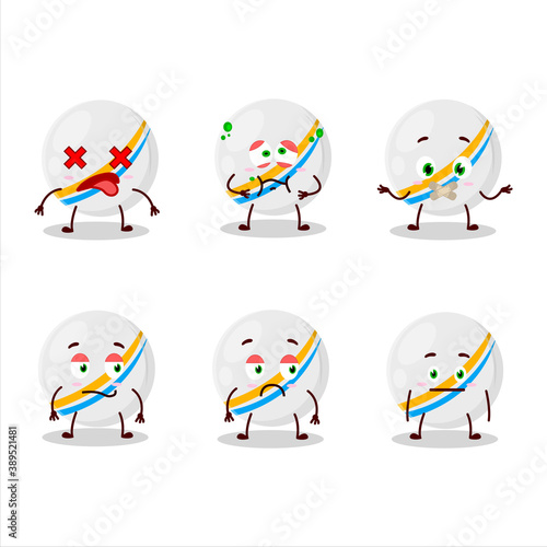 White stripes marbles cartoon character with nope expression