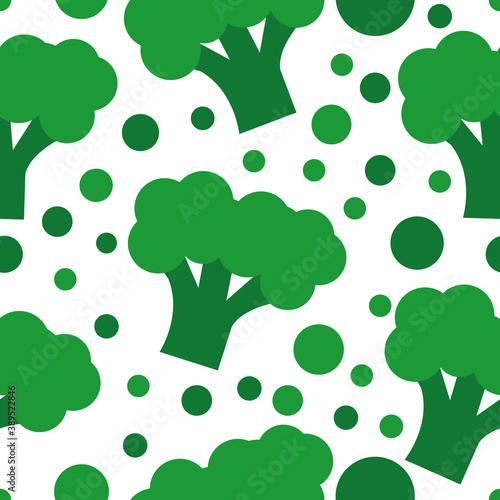 broccoli seamless pattern on white background. fruit, vegetable, vector flat. textiles, wrapping paper, wallpaper.