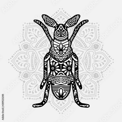 Vector illustration of a Insect mandala for coloring book. Insect Mandala for Silhouette Cameo and Cricut. © Ahsancomp
