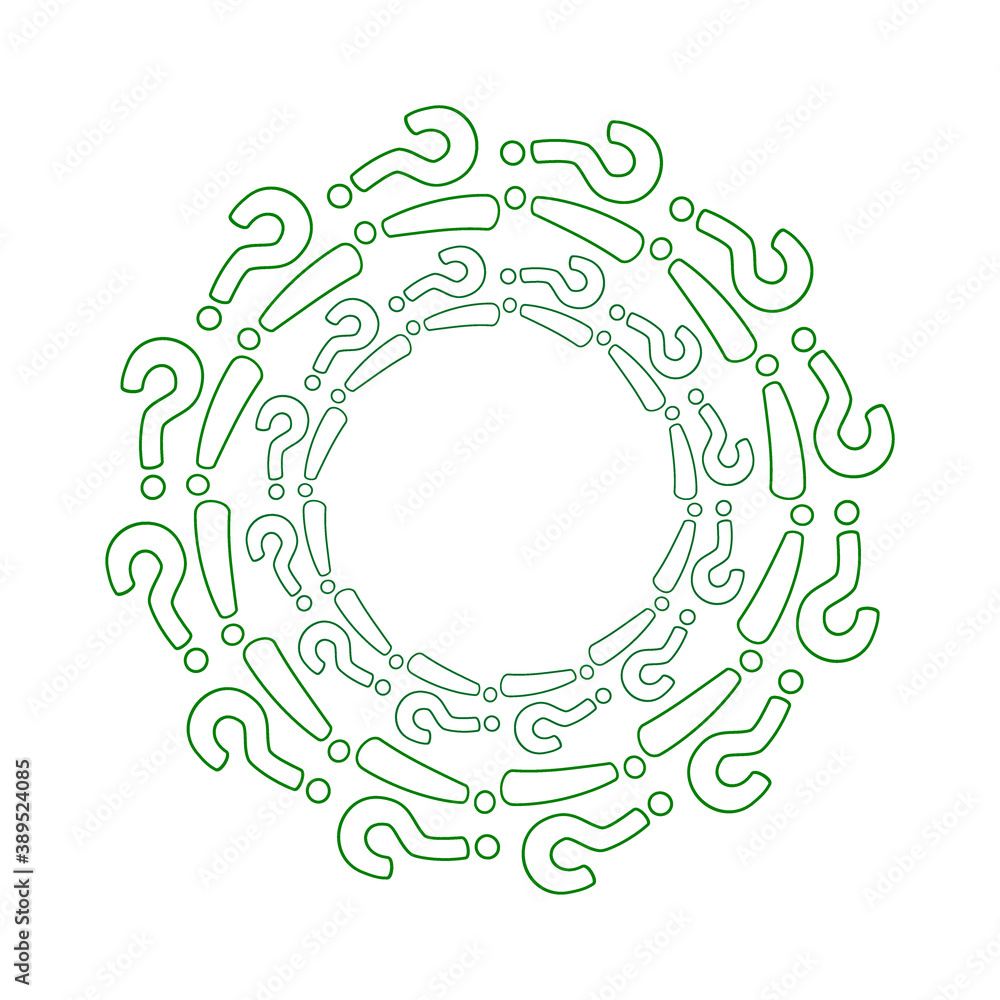 Round frame made of question marks and exclamation marks. Vector illustration. Round frame made of question marks and exclamation marks. Vector illustration.