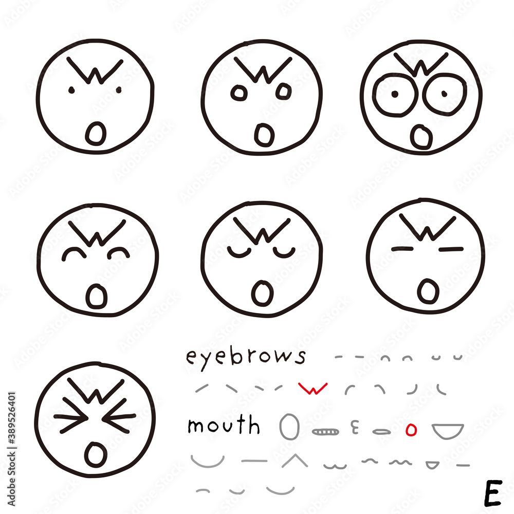 hand-drawn facial expression icon_06_e hand-drawn facial expression icon_06_e