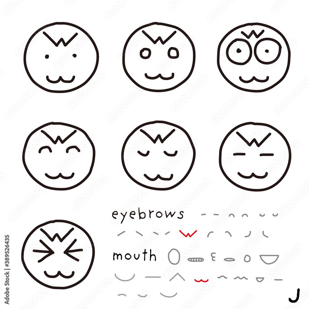 hand-drawn facial expression icon_06_j hand-drawn facial expression icon_06_j