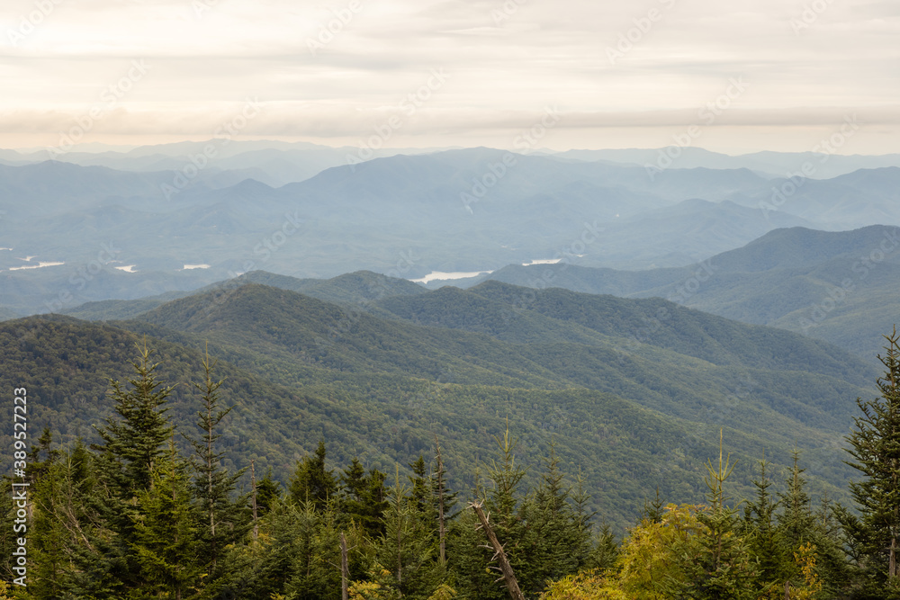 A scenic landscape view of the Appalachian's Great Smoky Mountains