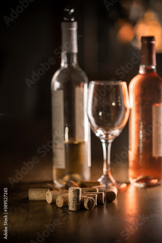 wine bottle and glass