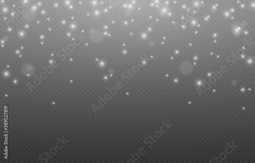 Vector snow. Winter. Snow png, snowfall. White vector dust, dust png. Vector illustration.