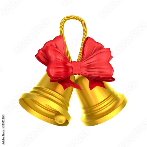 golden bell on white backgr...