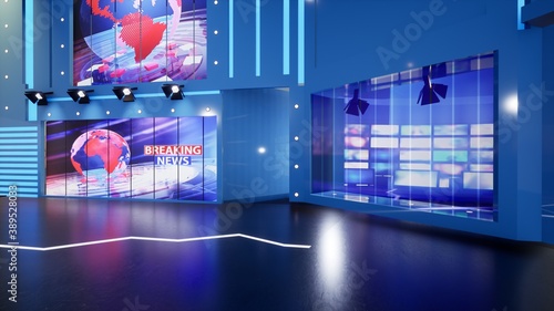 3D Virtual TV Studio News  3d illustration