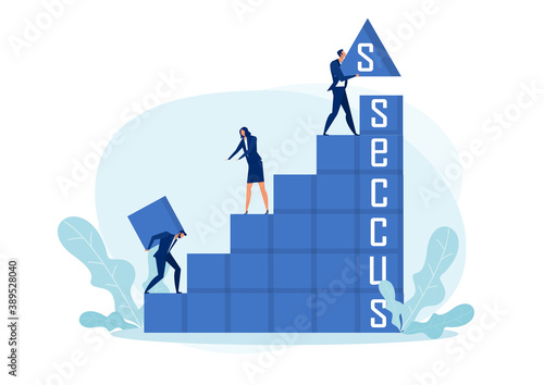 Business teamwork success concept. Team metaphor. Vector teamwork business illustration, business flat design style. Symbol of teamwork, business, cooperation, partnership graph growth illustrator