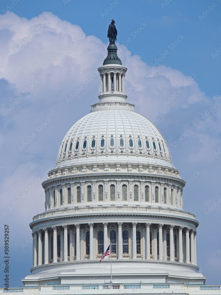 Close view of the dome of the Capitol Building, Washington, DC